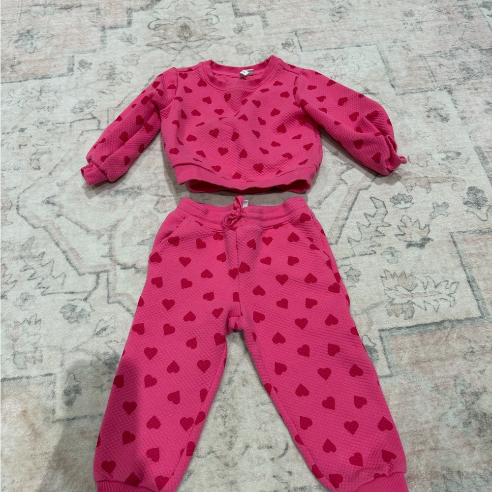 Janie & Jack Pink Heart Patterned Two-Piece Set
